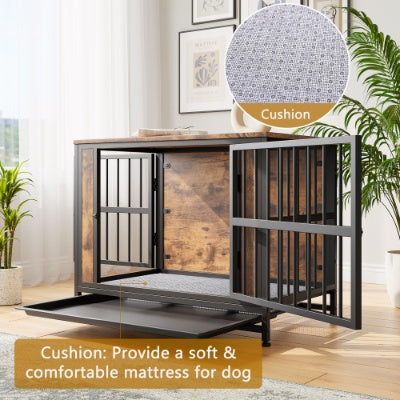 Dog Crate Furniture  Wooden Dog Crate Table Rustic Brown