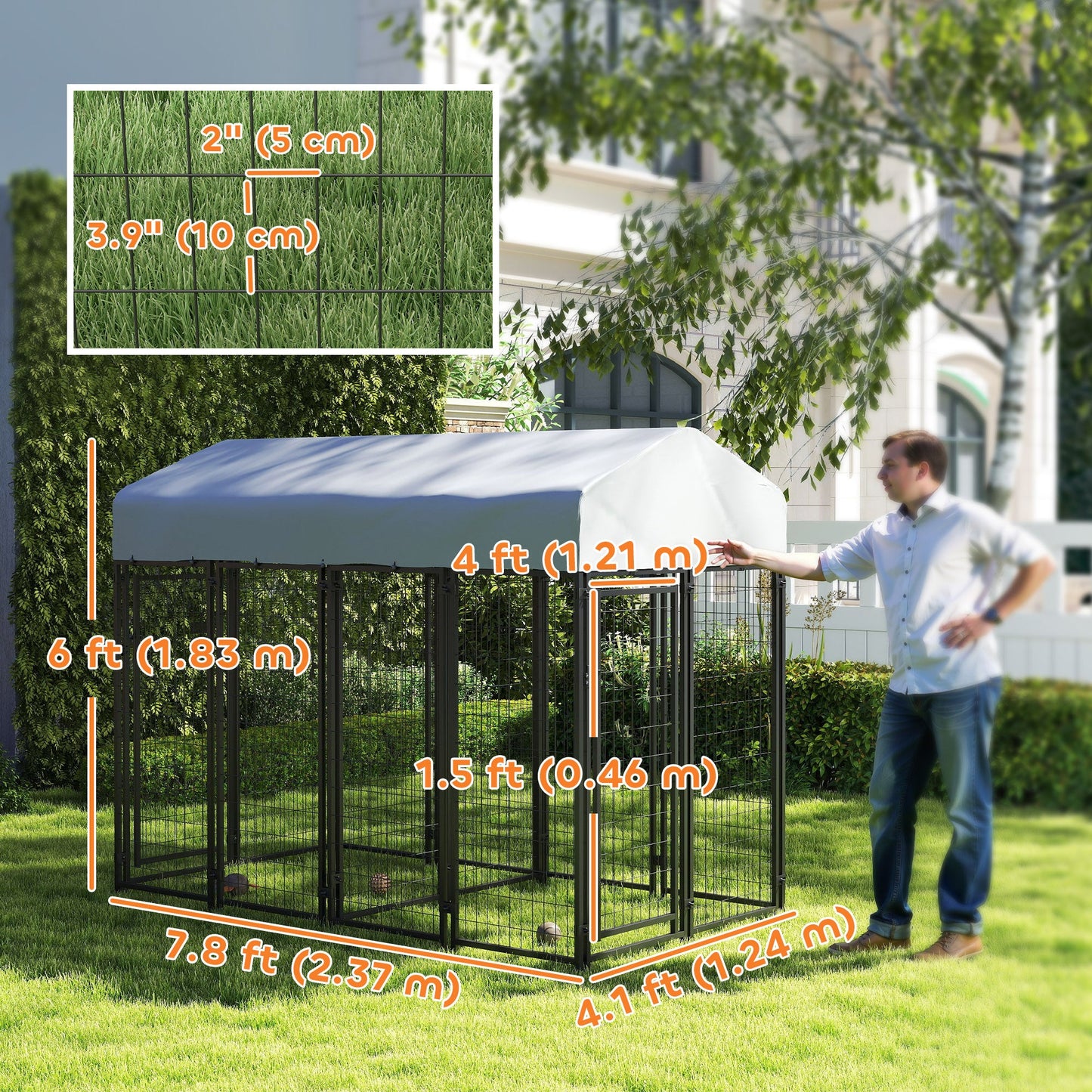 Outdoor Dog Kennel with Two-Room Design