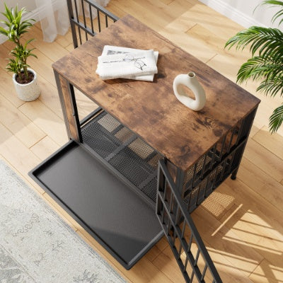 Dog Crate Furniture  Wooden Dog Crate Table Rustic Brown