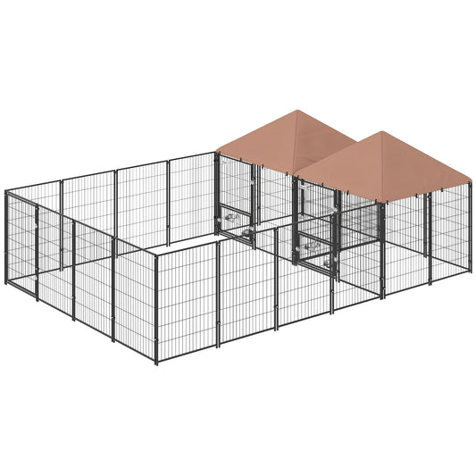 Large Outdoor Dog Kennel with Two Rooms, Adjustable Height Bowls, 13.5x9.4x5.1 для всех пород