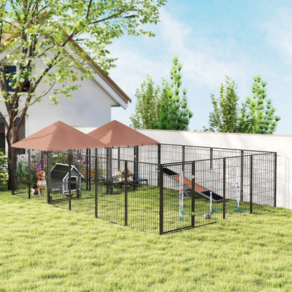Large Outdoor Dog Kennel with Two Rooms, Adjustable Height Bowls, 13.5x9.4x5.1 для всех пород