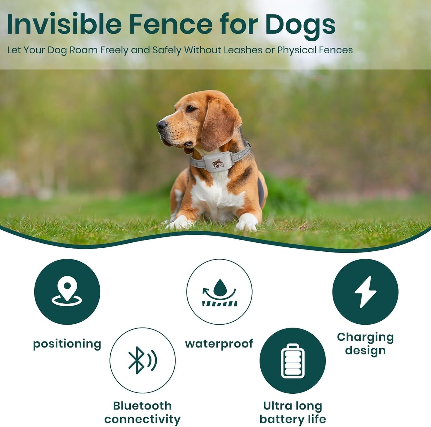 GPS Dog Collar Wireless Fence Training Waterproof App Control No Subscription