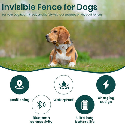 GPS Dog Collar Wireless Fence Training Waterproof App Control No Subscription