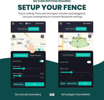 GPS Dog Collar Wireless Fence Training Waterproof App Control No Subscription