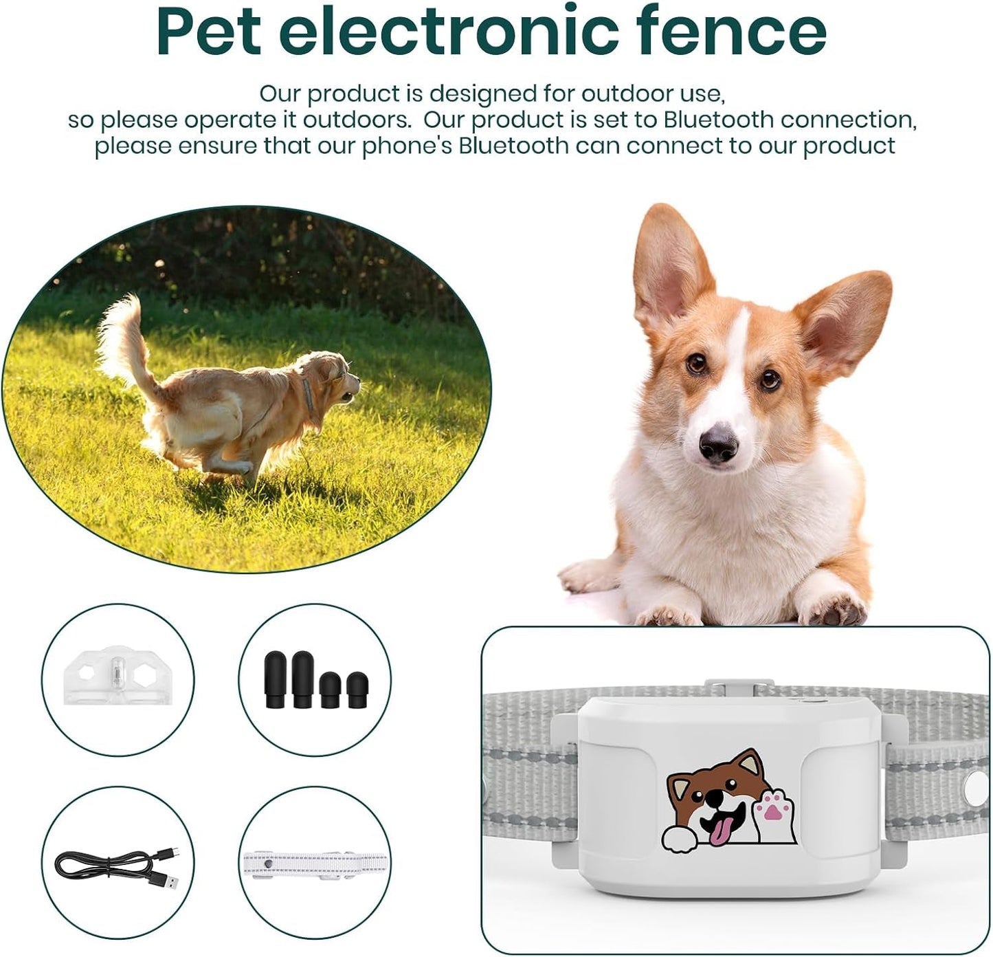GPS Dog Collar Wireless Fence Training Waterproof App Control No Subscription