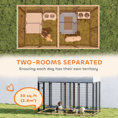 Outdoor Dog Kennel with Two-Room Design