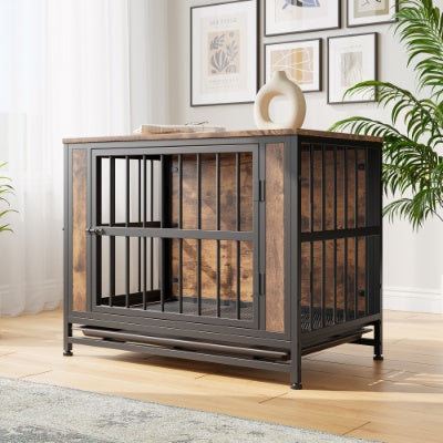 Dog Crate Furniture  Wooden Dog Crate Table Rustic Brown
