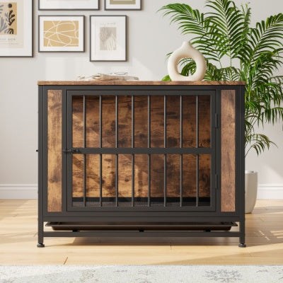 Dog Crate Furniture  Wooden Dog Crate Table Rustic Brown