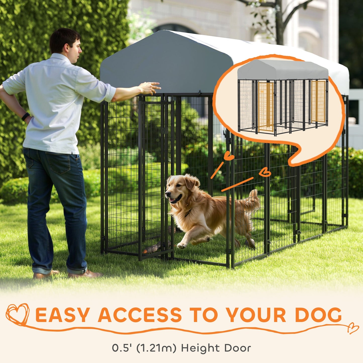 Outdoor Dog Kennel with Two-Room Design