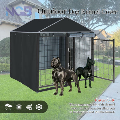 NGB Outdoor Dog Kennel Cover 4x4x4.5ft 600D Waterproof Windproof Black