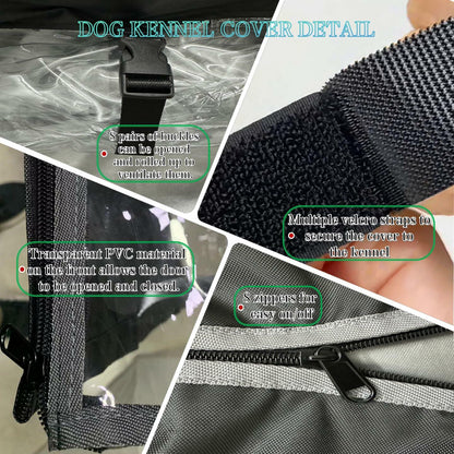 NGB Outdoor Dog Kennel Cover 4x4x4.5ft 600D Waterproof Windproof Black